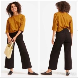 Everlane High Waist Wide Leg Black Crop Jeans 10